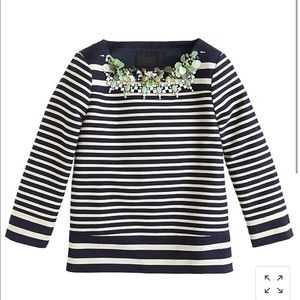 J Crew Collection Striped Paillette Necklace Top